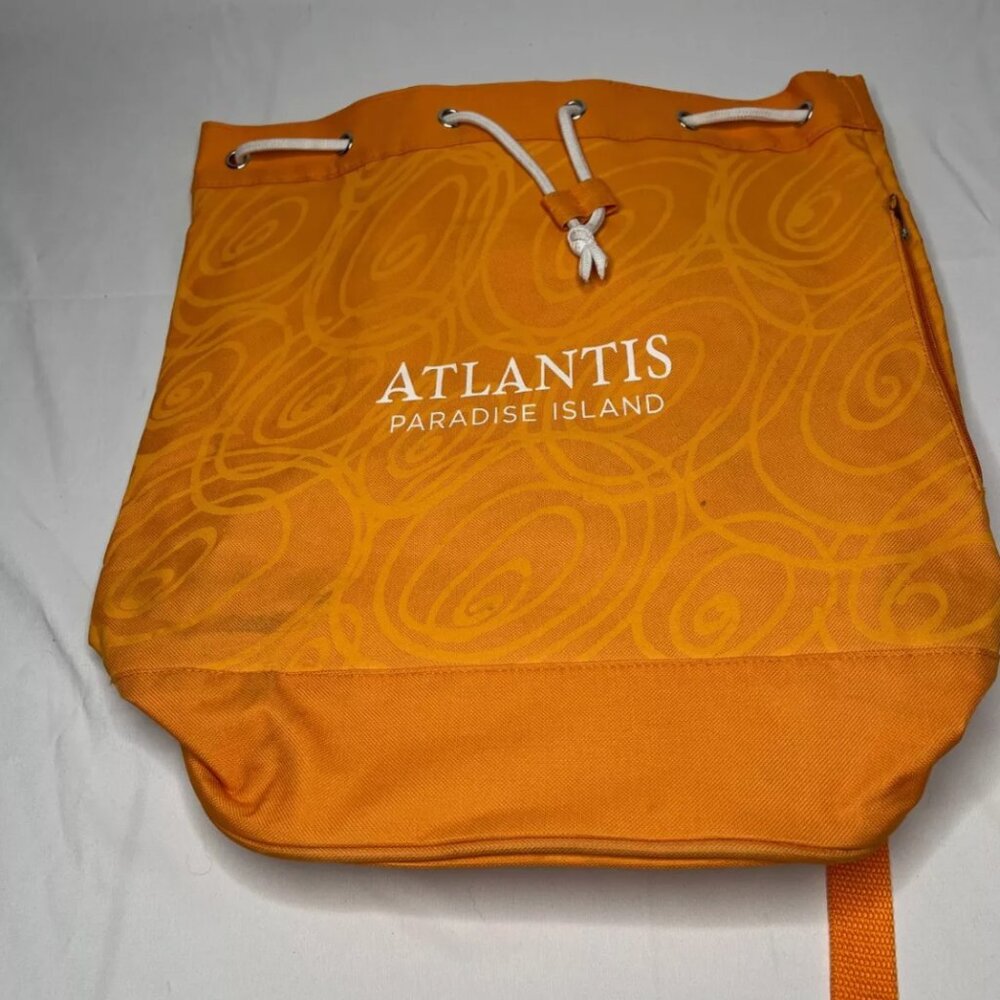Shoulder beach bag/towel bag with zip pockets - Atlantis Resort branding, orang